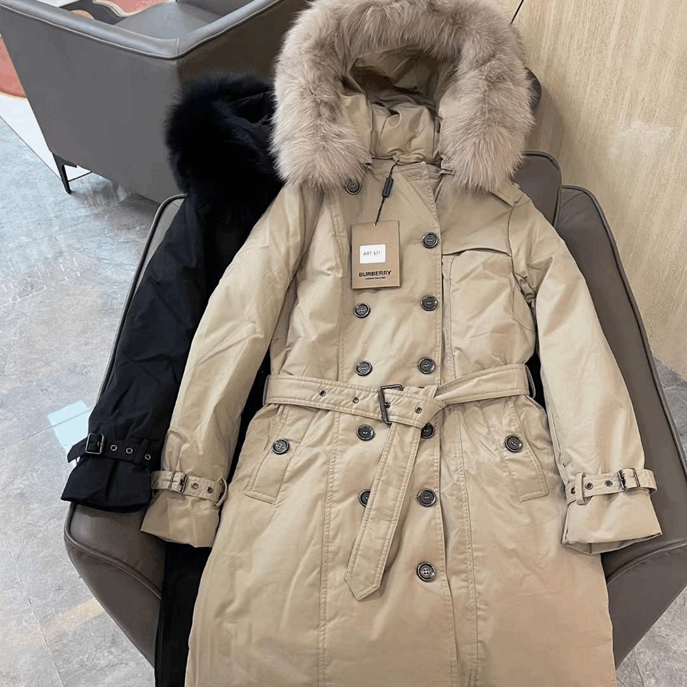 여성 버버리 트렌치코트 패딩 베이지