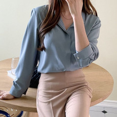 오픈카라 블라우스